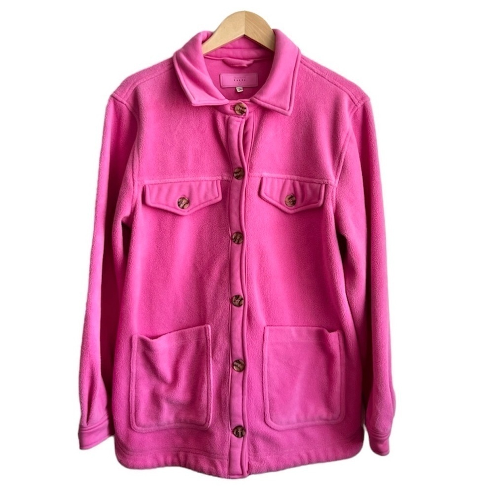 BLANK NYC Hot Barbie pink Sherpa Shacket
